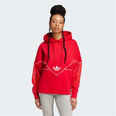 red and white adidas original hoodie|red Adidas hoodie uk.